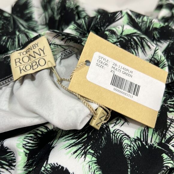 Torn by Ronny Kobo black and green print matching skirt and crop top NWT size XS - Picture 13 of 16